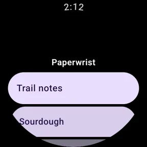 Wear OS smartwatch running Paperwrist, showing a document being read on the wrist